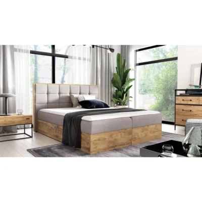 Fun Möbel Boxspringbett KALYPSO in Beige, Liegefläche 120x200 cm – mit Bettkasten, Bonellfederkern